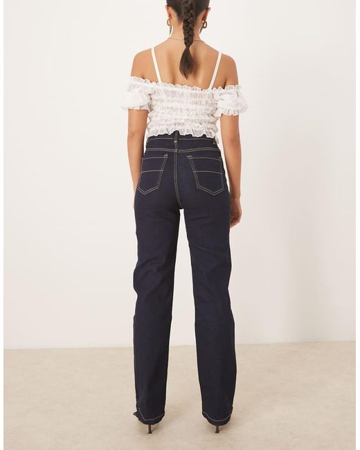 Brave Soul Blue High Waisted Straight Leg Jeans