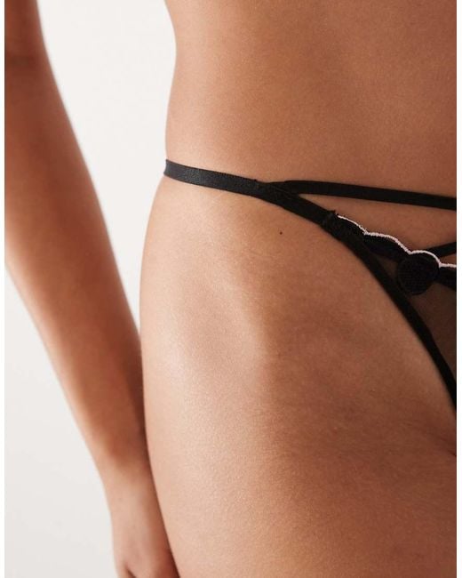 Ann Summers Brown Sweetest Spot Embroidery String Thong
