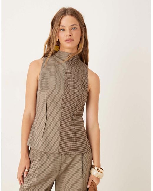 ASOS Brown Tailored High Neck Top