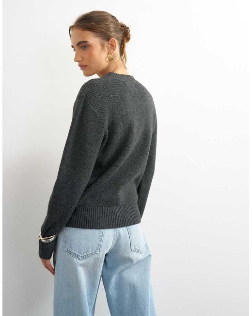TOPSHOP Blue Knitted Scoop Neck Cardigan