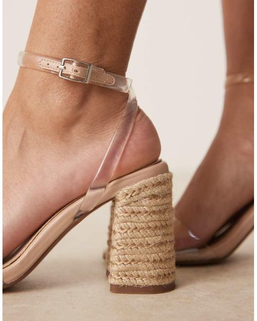 ASOS Natural Hotel Barely There Block Heeled Sandals