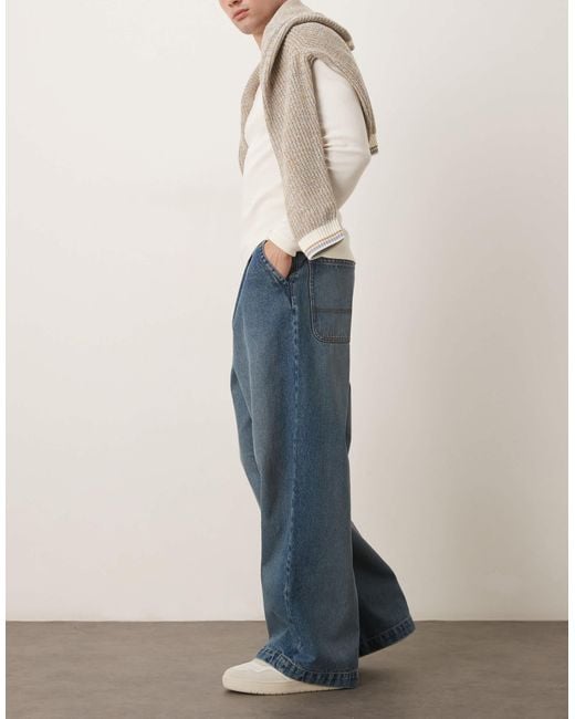 ASOS Blue Super Baggy Jeans for men