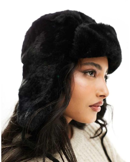 Gorro De Aviador De Piel Sintética De Pieces de color Black