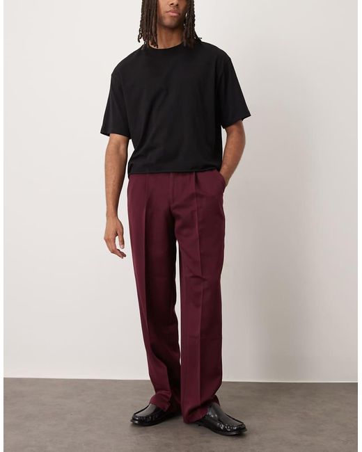 ASOS Nette Broek Met Wijde Pijpen En Plooien Aan De Voorkant in het Red voor heren