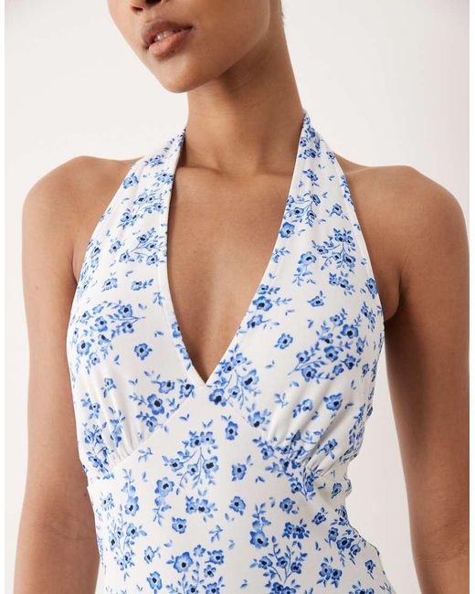 Wednesday's Girl White Jersey Halter Neck Mini Dress