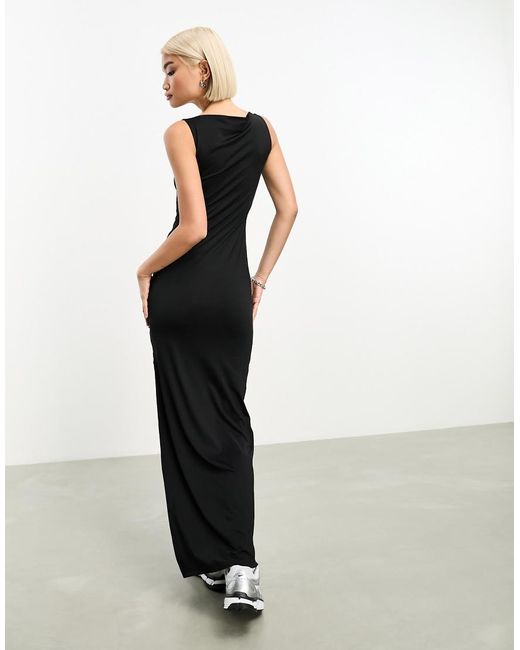 Weekday White Annie Boatneck Maxi Dress With Side Split