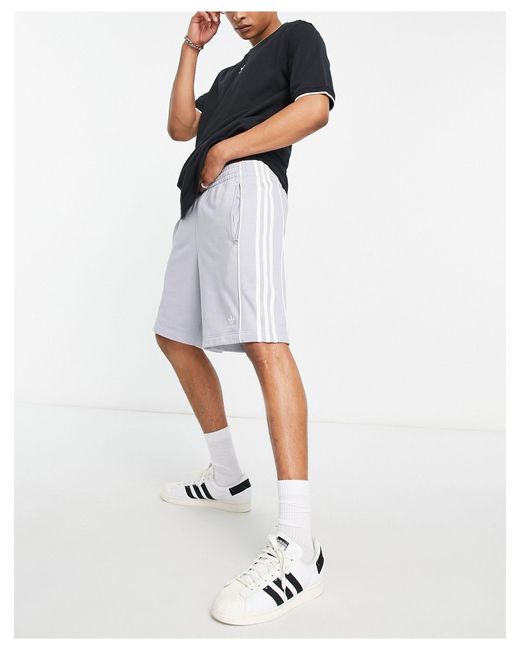 adidas Originals Rekive 3 Stripe Logo Shorts in Grey (Grey) for Men
