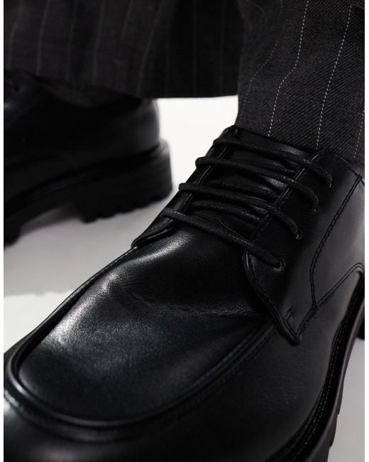 Truffle Collection Black Chunky Apron Toe Lace Up Shoes for men