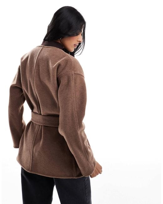 ASOS Multicolor Belted Collarless Formal Coat