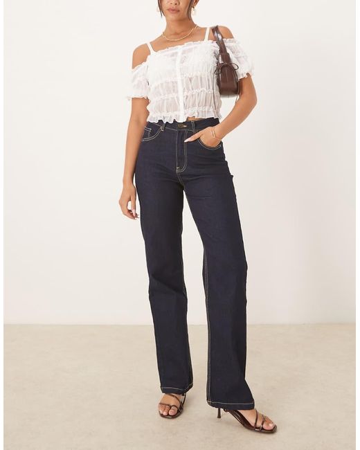 Brave Soul Blue High Waisted Straight Leg Jeans
