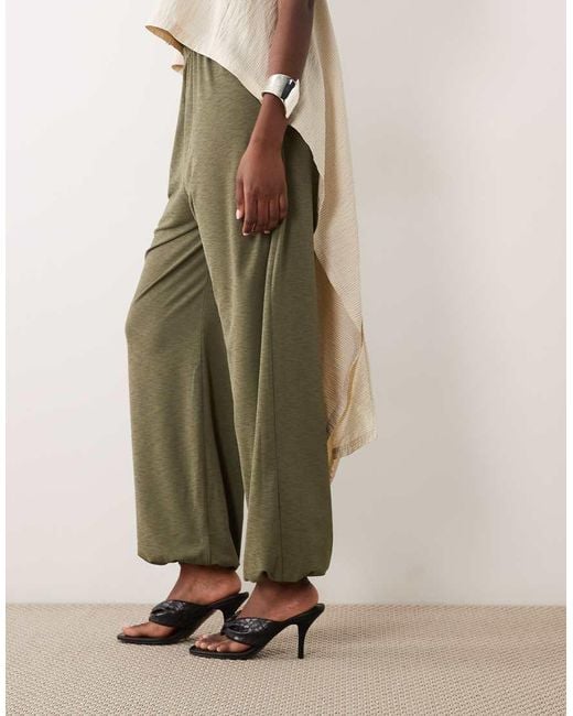 ASOS Natural Slinky Drape Wrap Detail Balloon Trousers