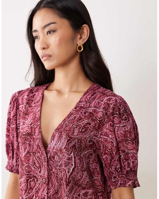 Miss Selfridge Red Printed Spun Smock Dress