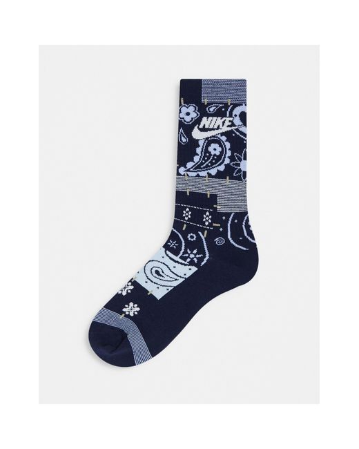 Nike Blue Paisley Print Crew Sock