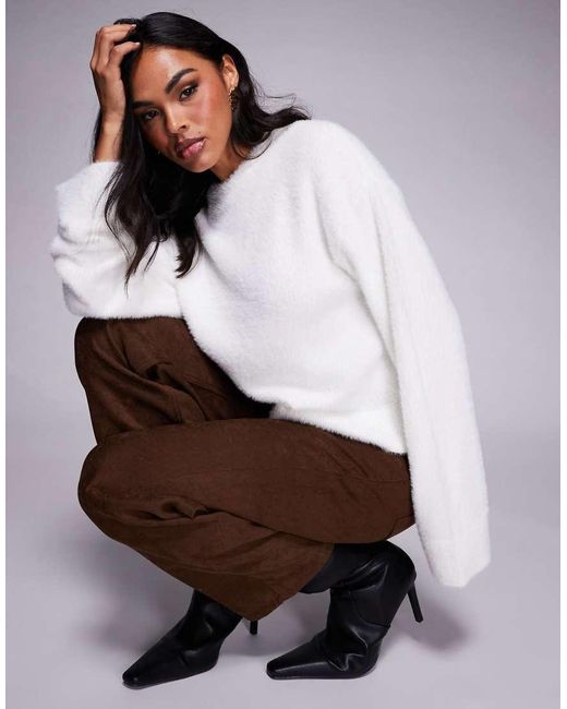 HUGO White Sfurryna Super Soft Fluffy Knit Jumper