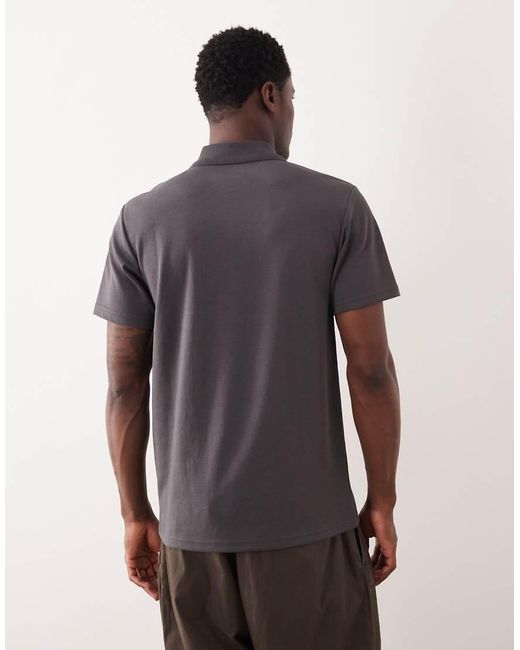 ASOS Gray Breathemax Heavyweight Regular Fit Zip Polo for men