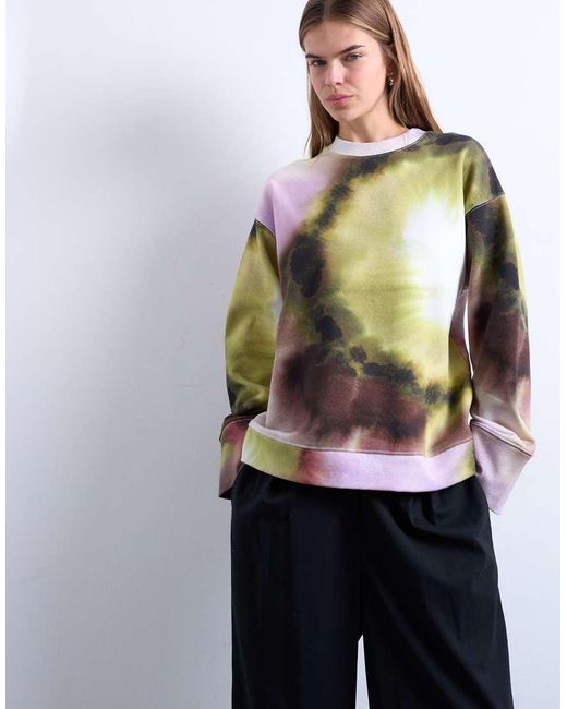 TOPSHOP White Abstract Print Oversized Sweat