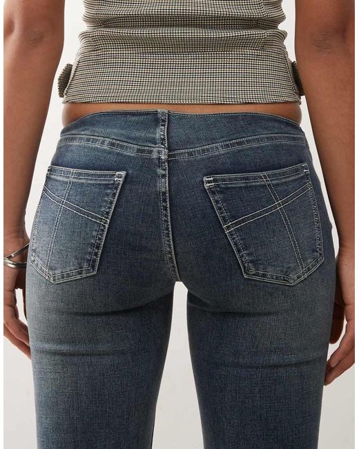 The Ragged Priest Blue Low Rise Buckle Detail Flare Jean