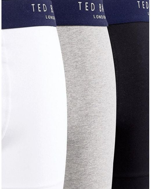 Heren Ted Baker 3 pack katoenen zwembroek in marineblauw Heren Ted Baker 3 pack katoenen zwembroek in marineblauw