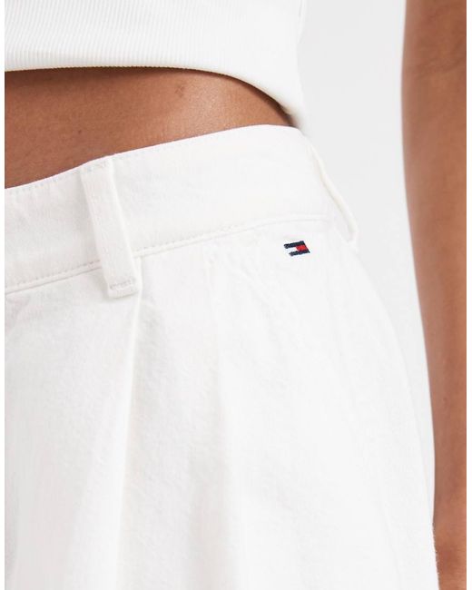 Tommy Hilfiger White Pleated Twill Mini Skirt
