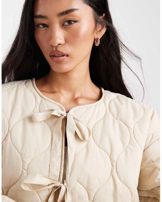 Vero Moda Blue Tie Front Quilted Jacket