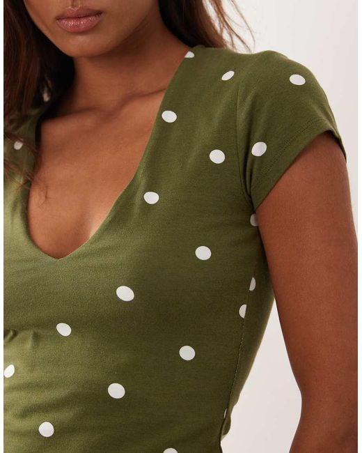 ASOS Green Short Sleeve Midi Dress