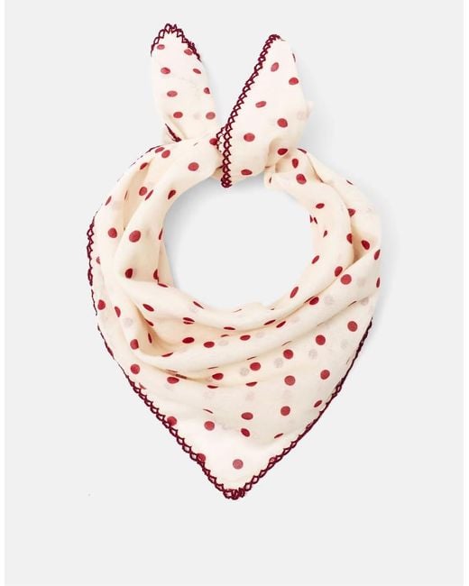 Pull&Bear Pink Polka Dot Bandana Scarf With Lace Trim