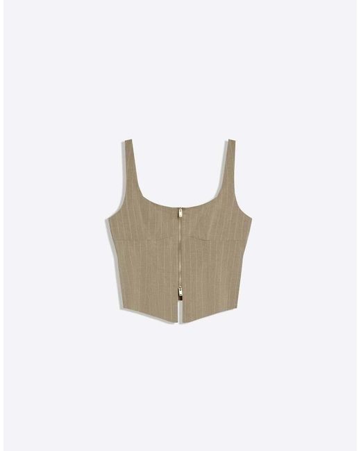 Bershka Natural Zip-up Strappy Top