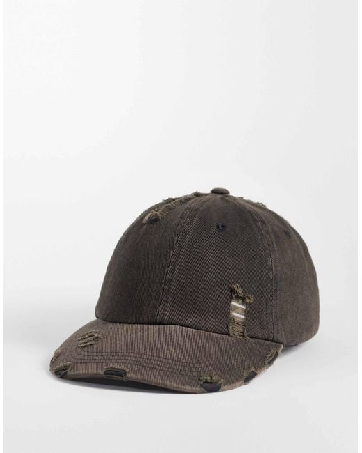 ASOS Gray Distressed Denim Cap for men
