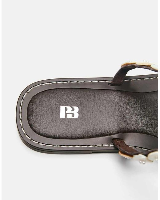 Pull&Bear Gray Flat Button Sandals
