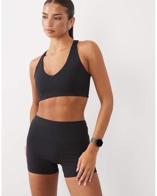 4505 Black Micro Rib 3" High Waist Legging Short