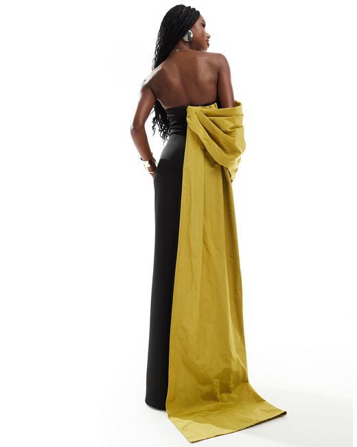 ASOS Multicolor Premium Structured Bandeau Maxi Dress With Contrast Sash