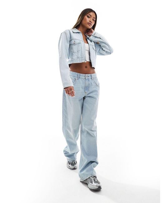 Veste en jean courte à fermeture avant zippée - clair Abercrombie & Fitch en coloris Blue