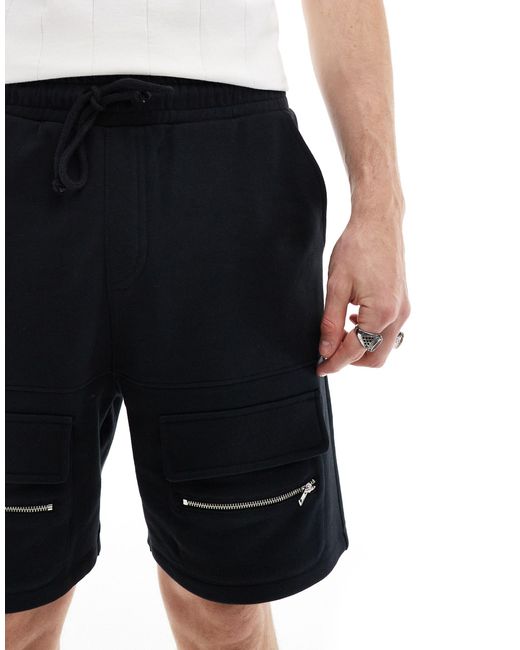 ASOS – schmal geschnittene utility-shorts in Black für Herren
