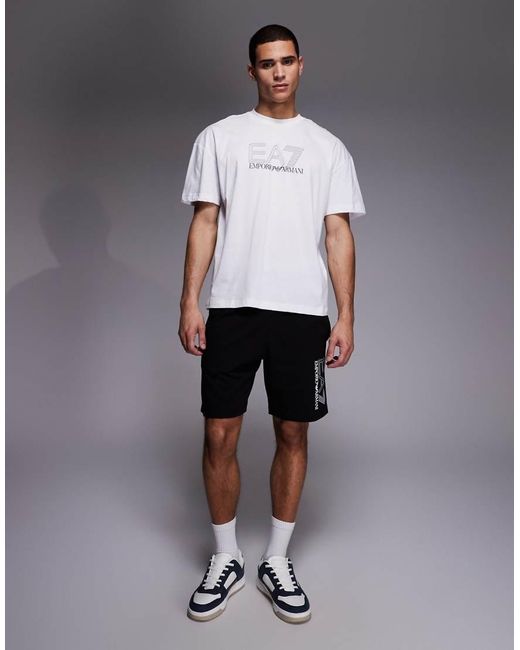 EA7 White Armani Train Visability Relaxed Fit T-Shirt for men