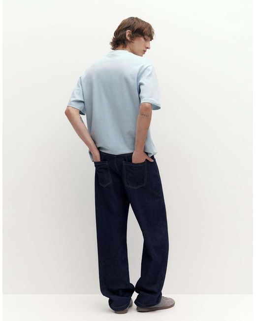 Pull&Bear Recht Oversized Interlock T-Shirt in het Blue voor heren