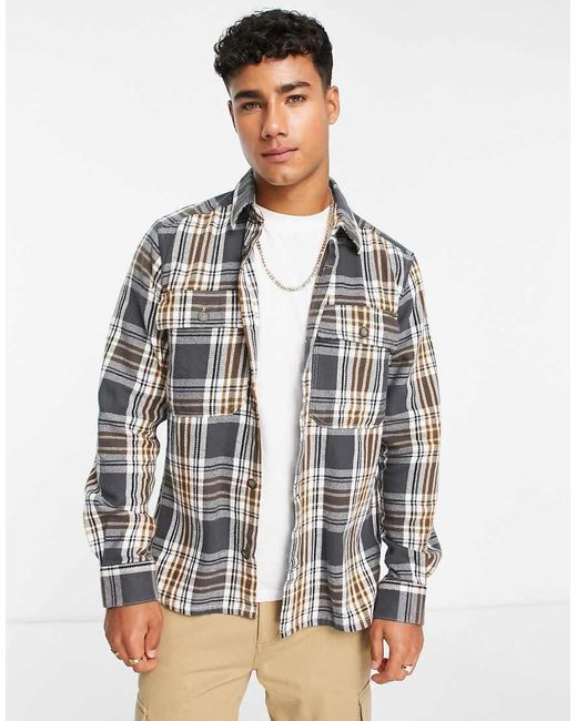 Only & Sons Gray Flannel Overshirt for men