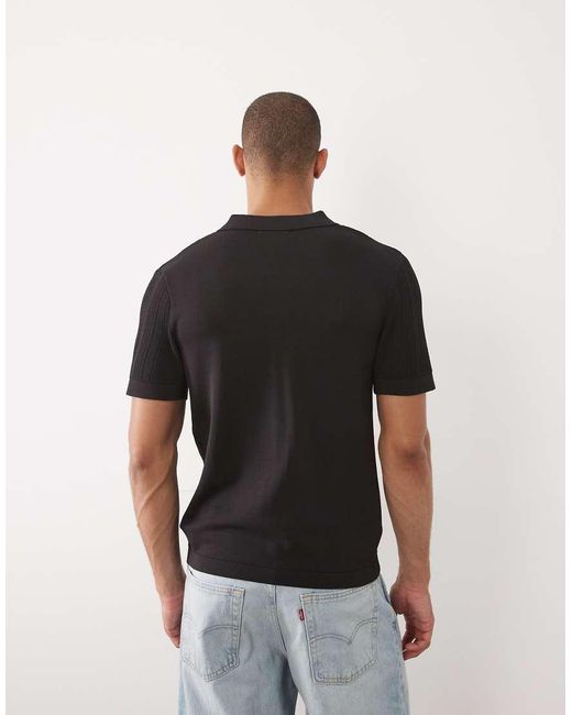River Island Black Textured Knit Shirt for men