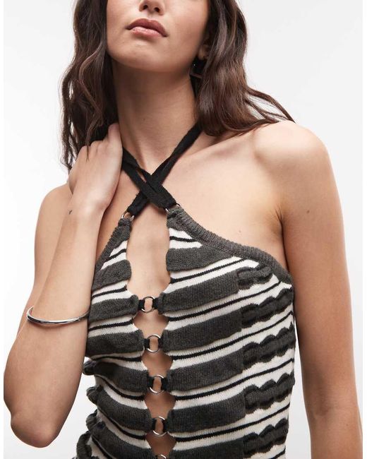 The Ragged Priest Black Texture Maxi Dress With Eyelets