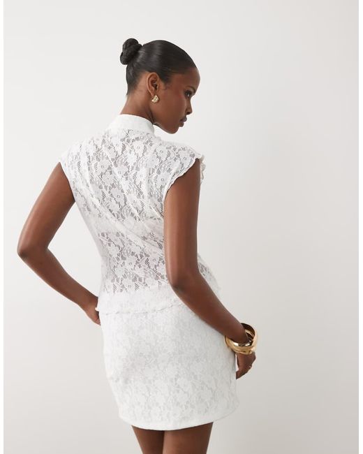 ASOS White Co-ord Lace Rouleau Collar Tank
