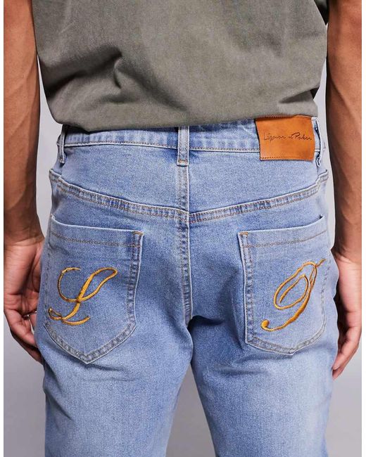 Liquor N Poker Smalle Flare Jeans in het Purple voor heren