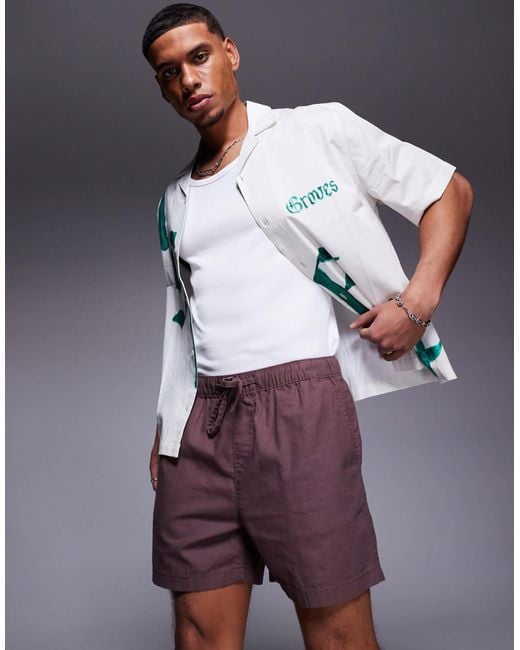 ASOS Blue Shorter Length Linen Blend Shorts for men