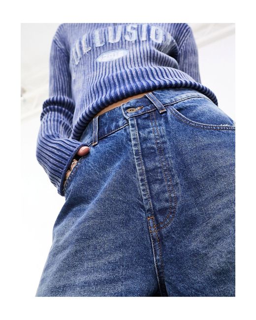 X015 - jeans a vita bassa lavaggio intenso di Collusion in Blue da Uomo