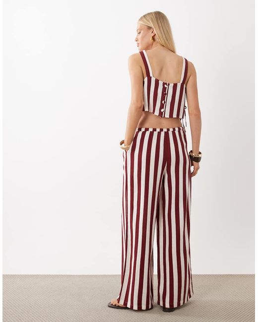 Nobody's Child Pink Reese Linen Blend Drawstring Wide Leg Trousers