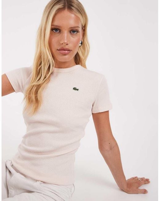 Lacoste Natural Ribbed Cotton T-Shirt
