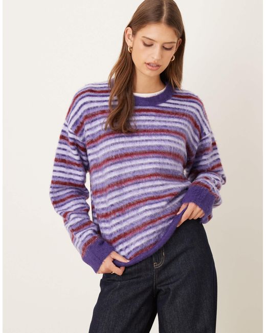Pull en maille rayée JJXX en coloris Purple