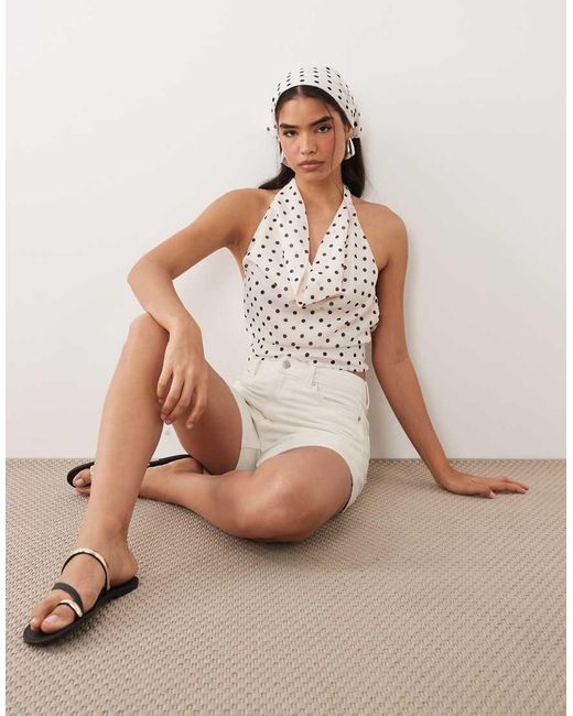 ASOS Natural Halterneck Tie Back Top With Bandana