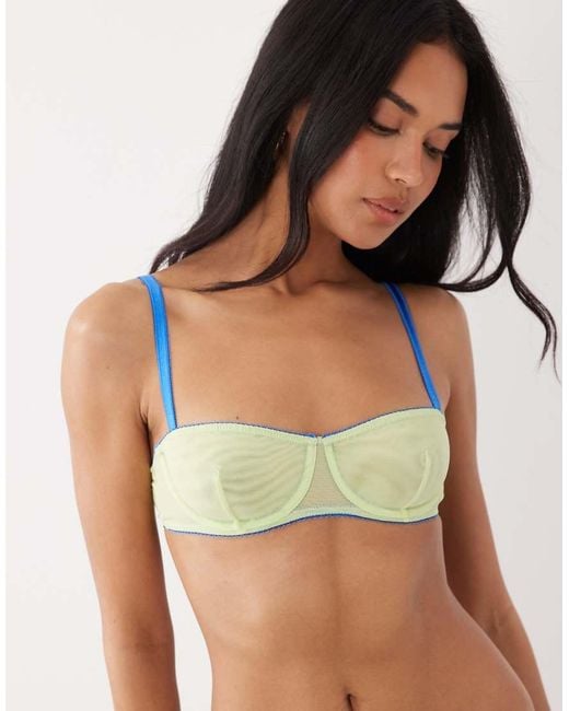 ASOS Green Parker Sheer Mesh Underwire Balcony Bra With Contrast Trim