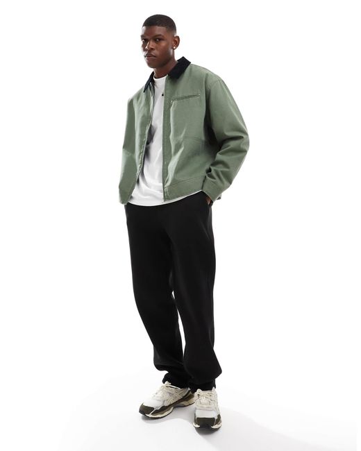 ASOS Green Harrington Jacket With Cord Collar for men