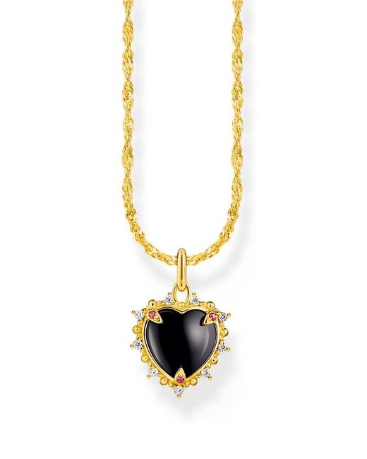 Thomas Sabo Black Heart Pendant Necklace With