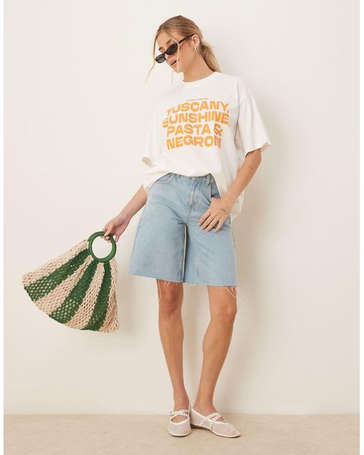 ASOS Oversized T-Shirt Met 'Tuscany' En 'Negroni' Print in het White